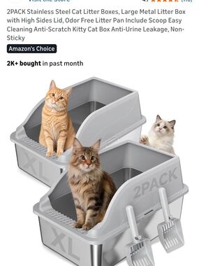 Large Gray Open-Top Cat Litter Box